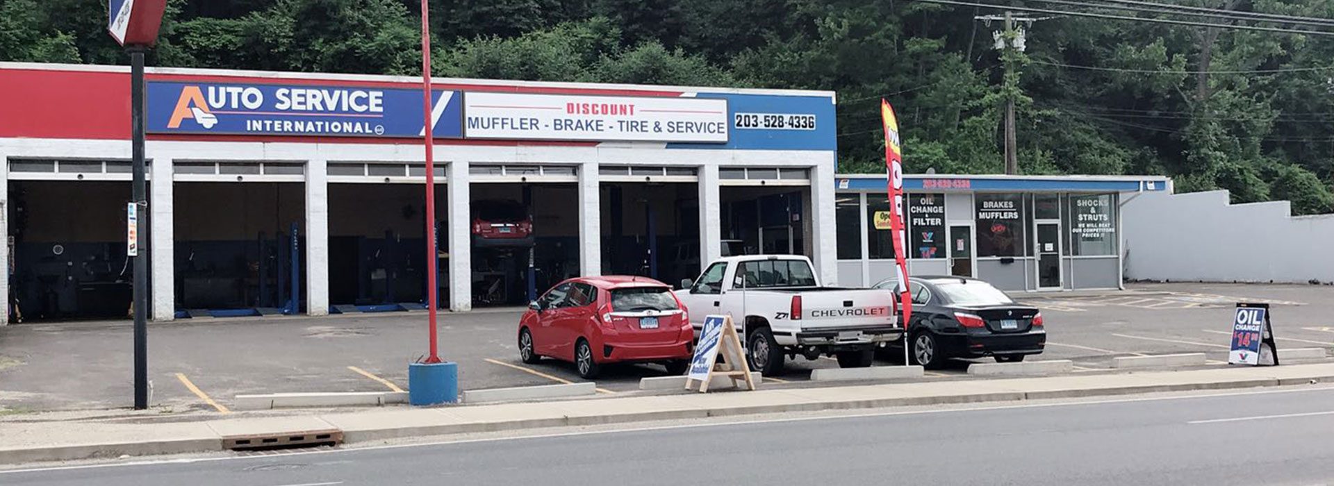 Auto Service International shop interior in Waterbury, CT